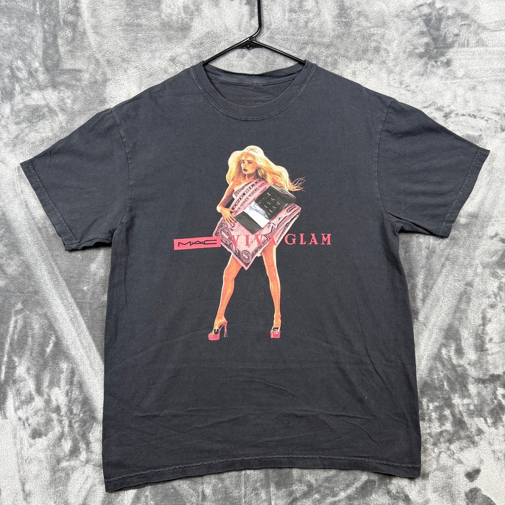 MAC T Shirt Large Black Viva Glam Put Your Money Where Your Mouth Is Graphic